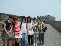 CUHK students (from left to right) Iky Ha, Truda Tsoi, Linda Chan, Lilian Tse, Tiffany Ip and Jocelyn Wong at the Great Wall, Beijing.